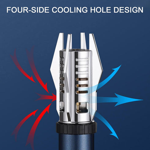 Multifunctional Large Windproof Welding Torch Lighter - Powerful Adjustable Red/Blue Flame for BBQ, Camping (Silver)