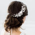 Unicra Silver Flower Bride Wedding Hair Vine Pearl Bridal Hair Piece Rhinestone Headband for Women and Girls