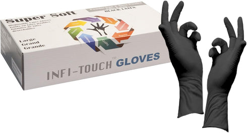 Disposable Latex Gloves, Powder Free, 12" Length, Medium Duty, Size Large, 50 Gloves