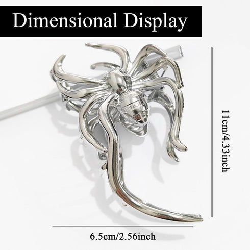 Spider Metal Hair Claw Clips, 1Pcs Alloy Hair Clip for Punk & Y2K-Style Hair Accessories Decorations (Silver Spider)