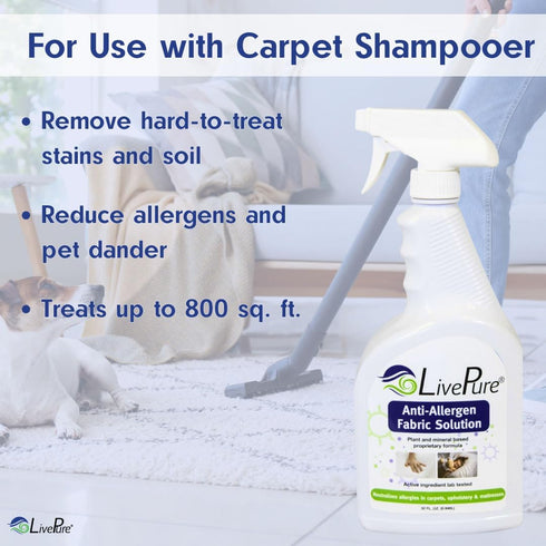 LivePure Anti-Allergen Fabric Spray for Household Surfaces - 32 OZ