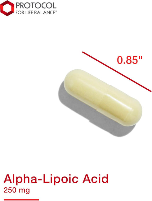 Protocol Alpha-Lipoic Acid Supplement - 250mg ALA with Grape Seed Extract & Bioperine - 90 Veg Capsules