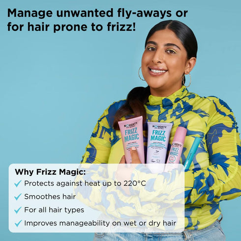 Noughty 97% Natural Frizz Magic Serum, 75ml - Anti Frizz, Smoothing and Styling Formula for Curly and Wavy Hair