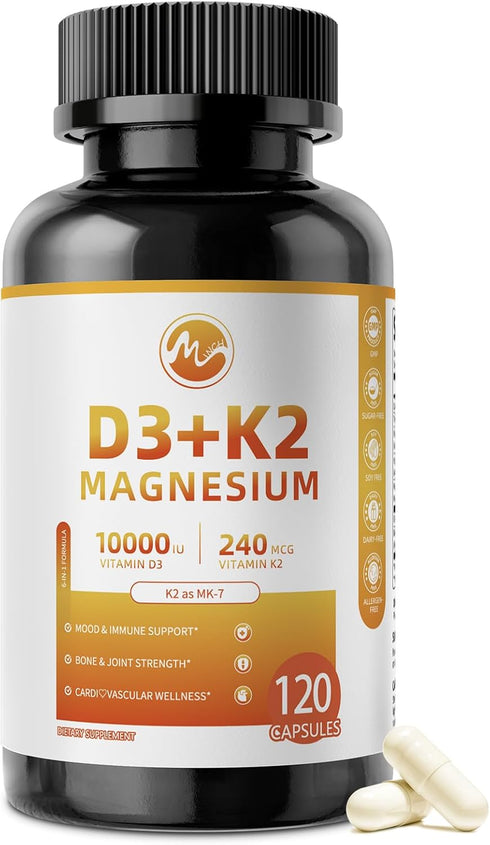 M inch Vitamin D3 K2 with Magnesium, Vitamin D3 10000 IU, Vitamin