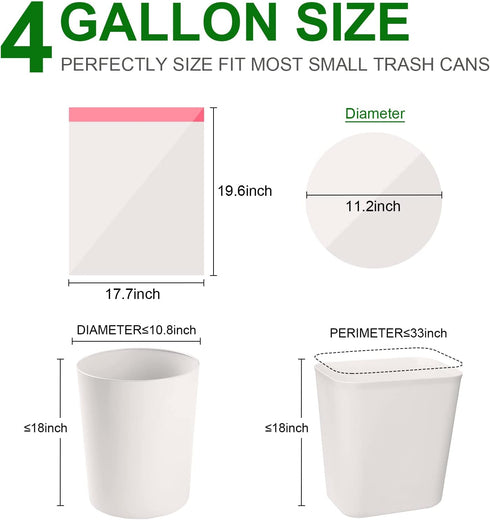 Magesh 4 Cinch 44 Count, Drawstring Small Trash Bags, Gallon Drawstring Extra Thick Garbage Bags Unscented, Quick