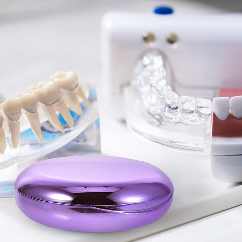 Solid Orthodontic Retainer Case - Aligner and Retainer Case with Magnetic Closure (Purple)