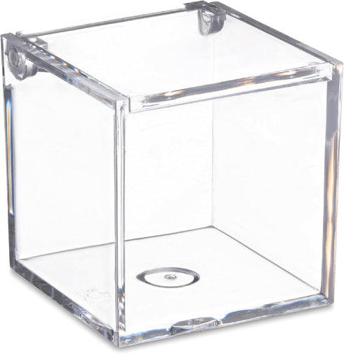 Hammont Clear Acrylic Box with Hinged Lid, Small Plastic Organizer for Office, Makeup, Crafts, 3"x3"x3", 4 Pack