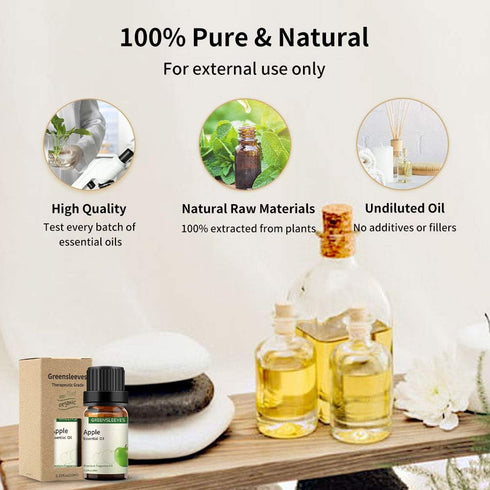 GREENSLEEVES Apple Essential Oil, 10ml Pure Plant-Based Fragrance Oil for Aromatherapy and Soap Making.