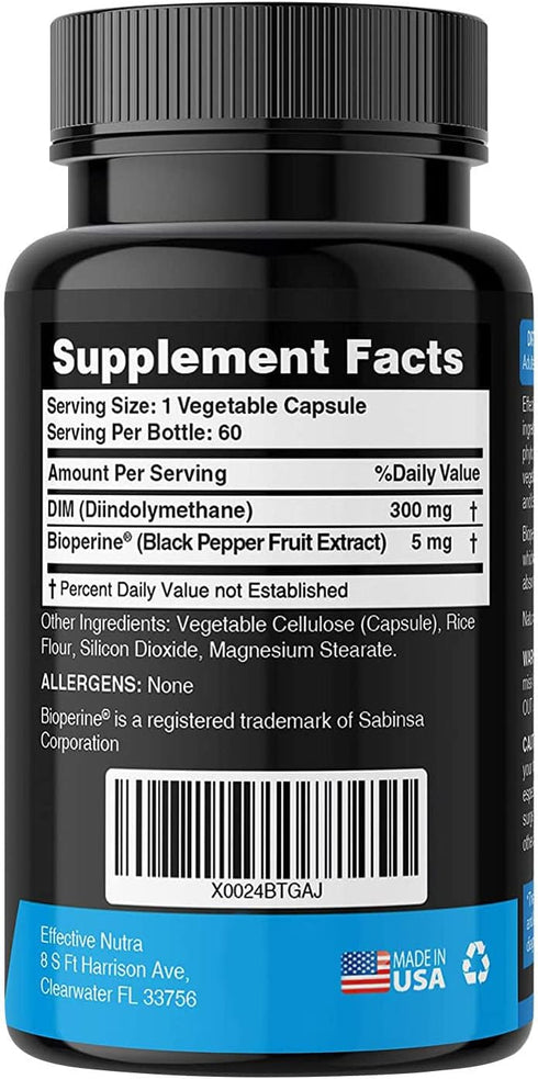 Dim Supplement 300mg - Extra Strength Diindolylmethane for Men & Women + BioPerine - Estrogen Blocker, Hormone Balance