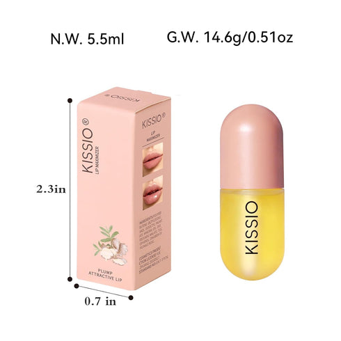 KISSIO Natural Lip Plumper, 5.5ml Plumping Gloss for Fuller Lips, Hydrating & Reducing Fine Lines, Beautiful Finish