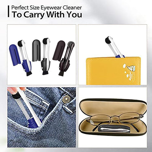 PHLIFOLOY (3pc), Eye Glasses Cleaner Portable Carbon Eyeglass Cleaner, Microfiber Spectacles Mini Sunglasses Brush Soft