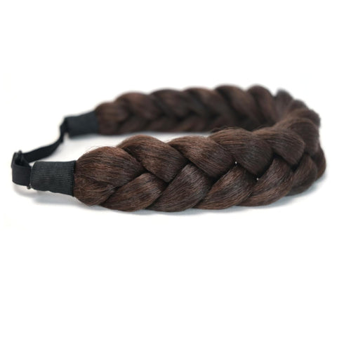 Bohemian Braided Headband Oversized Classic Wide Braids Adjustable Elastic Strap Synthetic Wig Headband Women's Braids Beauty Accessories (Reddish Brown)