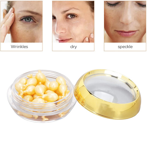 Serum Capsules, Anti-Aging Night Serum for Face, Daily Skin Care Treatment for Fine Lines, 30 Individual