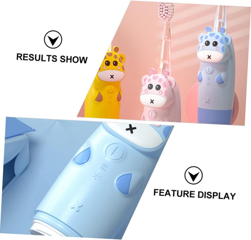 VICASKY Sonic Electric Toothbrush with Soft Bristles Non Slip Handle Cartoon Design for Oral Care Kit with Blue Brush