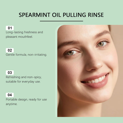 Hlonns 237ML/8 FL.OZ (1) Spearmint Oil Pulling Rinse, Cold-Pressed Coconut Oil for Whitening Teeth Mouthwash, Powerful