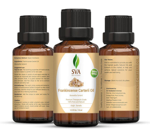SVA Frankincense Essential Oil 1/3 Oz(Boswelia Carterii) -100% Pure, Natural, Undiluted, Therapeutic Grade For Skin & Hair Care, Diffuser, Aromatherapy