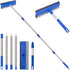 Window Squeegee - 56'' Long Handle Cleaner Tool, 2-in-1 Window Scrubber for Home, Car Windshield, Shower Door