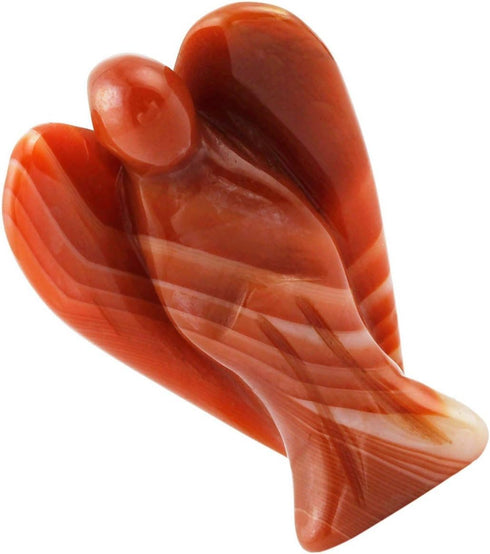 mookaitedecor Set of 5 Carnelian Crystal Angel Figurines, 1.5 inch Mini Guardian Angel Statues