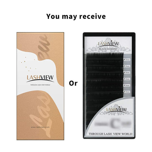 LASHVIEW Individual Lashes, Ellipse Flat Eyelash Extensions 0.20mm D Curl 8-15mm Mixed Tray, Mink Black, Super Matte