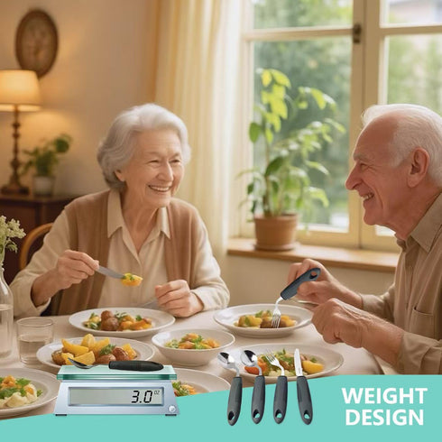 SINHJX 4 45 Pcs Adaptive Utensils for Elderly, Angled Built Up Handle Utensils for Adults, Arthritis Silverware