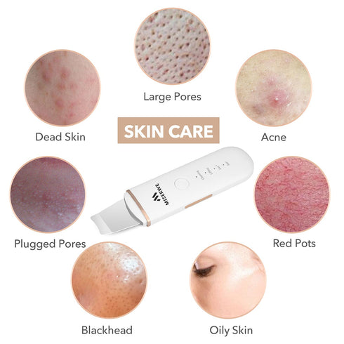 Skin Scrubber Face Spatula - Facial Scrubber for Deep Cleansing, Blackhead Remover, Pore Cleaner with 4 Modes (White)