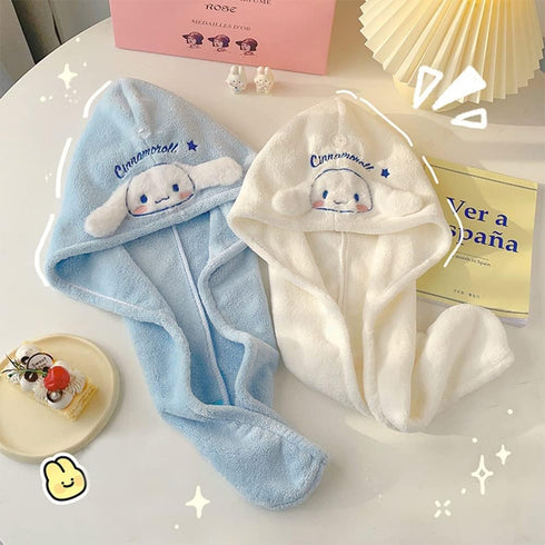 Kawaii Microfiber Hair Towel for Women, Super Absorbent Shower Cap for Long Hair, Quick Dry Wrap