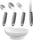 yuyingji Adaptive Utensils Set with Holder Base, Weighted Easy Grip Silverware for Elderly,