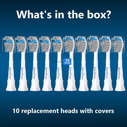 Replacement Brush Heads, 10 Count Compatible with Philips Sonicare Electric Toothbrush, Charcoal/Blue Refills