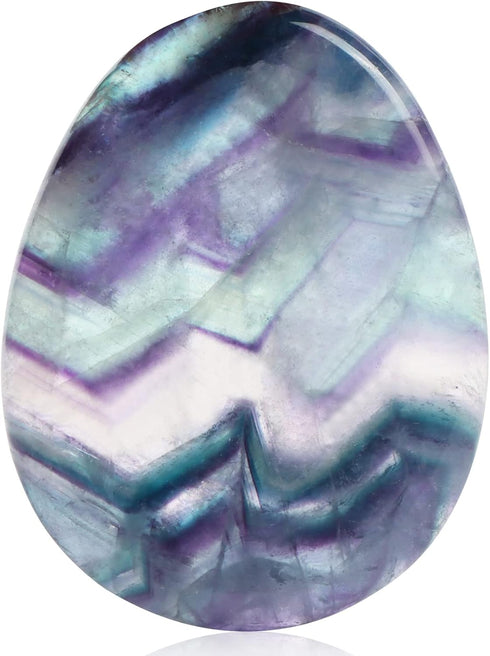 Artistone Rainbow Fluorite Crystal Chakra Thumb Worry Stone, Teardrop Reiki Healing Stone for Anxiety Stress Relief