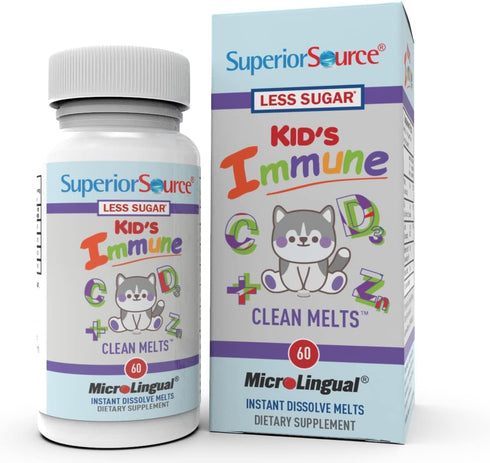 Superior Source Kid’s Immune Clean Melts, Quick Dissolve MicroLingual Tablets, 60 Count, Zinc, Vitamin C, D3