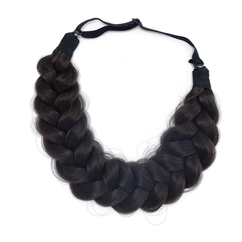 TOECWEGR Classic Braided Headband, Synthetic Hair Wide Strands Wig Band for Women Beauty Accessory