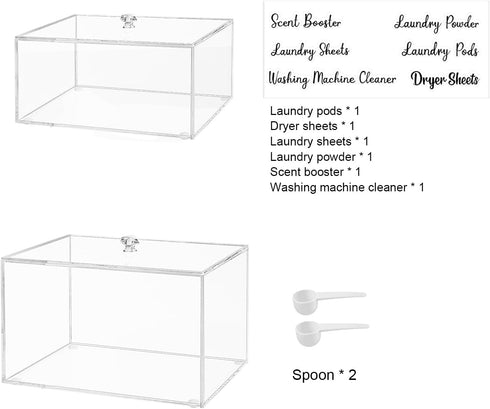 VOTLEVT Acrylic Laundry Pods and Scent Boosters Container Set, Laundry Room Storage, Pod Holder, Powder Container