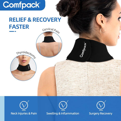 Neck Ice Pack Wrap Gel, Cervical Ice Pack for Pain Relief, Reusable Hot Cold Therapy Ice Pack for Neck Injuries, Flexible Cooling Ice Wrap for Neck Pain, Sore Neck, Surgery, Swelling