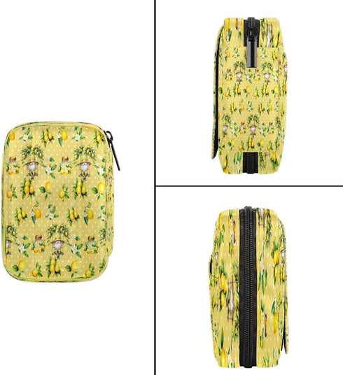 Skerhhux 7 Fruit Lemon Yellow Pill Case Travel Pill Organizer Weekly Day Portable with Zipper Medicine Box Pill Case