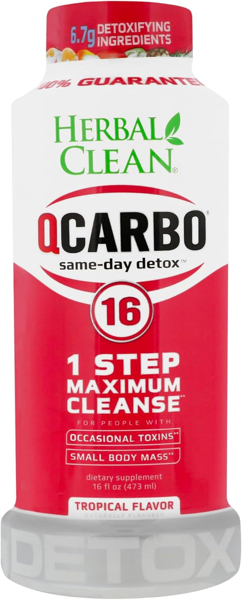 Herbal Clean QCarbo16 Premium Detox Drink, Tropical Flavor, 16 Fl Oz