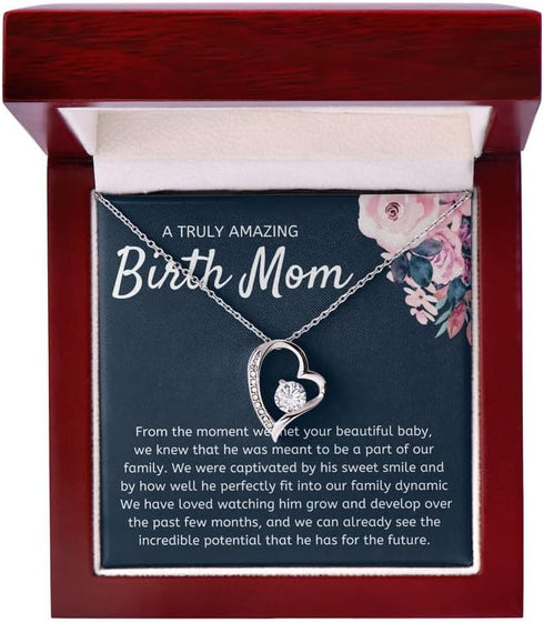 Luxe Gifting Birth Mom Necklace Message Card Box Forever Love Mahogany - From The Moment We Met - Appreciation