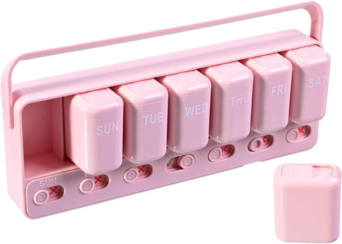 Yunolife 7-Day Daily Pill Organizer, Weekly 1, Time-a-Day Pill Box with Sliding Lid,