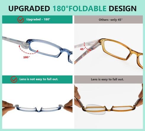 Eyekepper 5-Packs Reading Glasses for Women - Metalless Design, Screwless Spring Hinges Ladies Readers +1.0