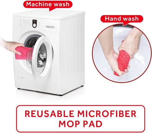 16.5 Inch Mop Pads Refills, 3 Pack Microfiber Reusable Replacement Mop Pads for Wet or Dry Floor Cleaning, Red Cloth
