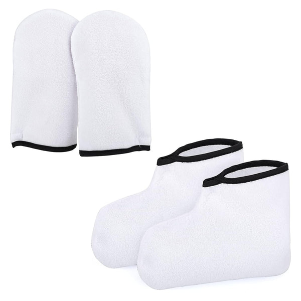 Paraffin Wax Gloves & Booties - Segbeauty Heated SPA Mittens Foot Liners for Hot Wax Hand Therapy, White