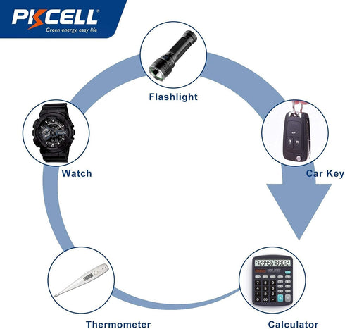 PKCELL AG3 1.5V Battery LR41 392 384 192 Button Alkaline Cell, 5 Count