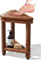 MISSEND Shower Foot Rest 15 in, Acacia Shower Stool for Shaving Legs,Corner Bath