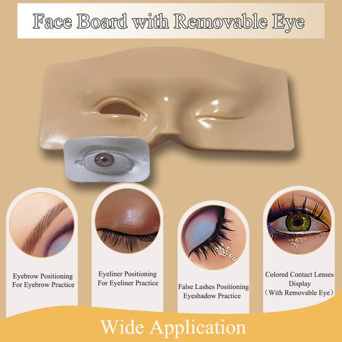 Makeup Mannequin Face with Practice Board, 3D Reusable Eye Makeup Face for Artists and Beginners