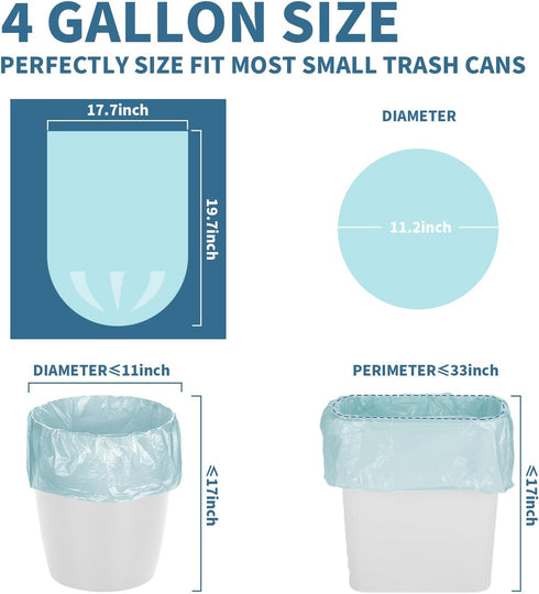 Magesh 4 Gallon Trash Bags, 105 Count, Blue, 45x50cm