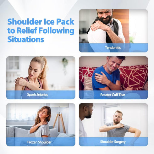 3D XL Shoulder Ice Pack for Hot Cold Therapy, Support Wrap for Frozen Shoulder, Sports Injuries, Left or Right Shoulder