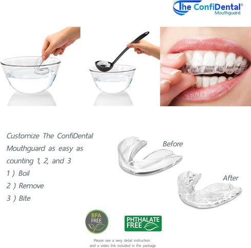 Pack of 3 Moldable Mouth Guards for Teeth Grinding | Includes 2 Regular and 1 Heavy Duty Guard for Bruxism