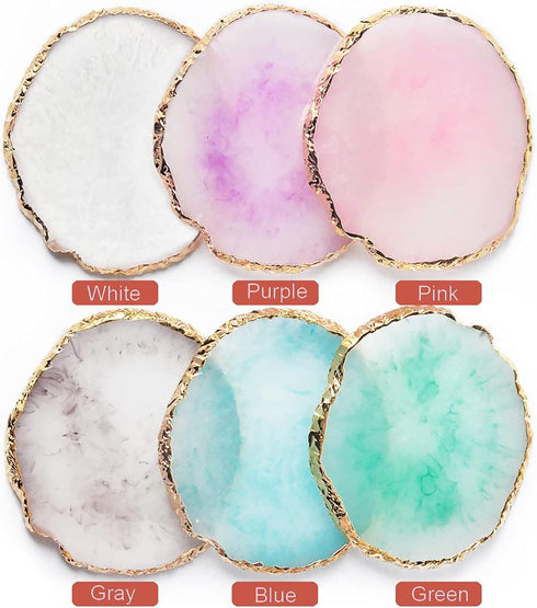 Resin Nail Art Palette, Mixed Color Nail Painting Display Board with Gilded Edge (Pink)