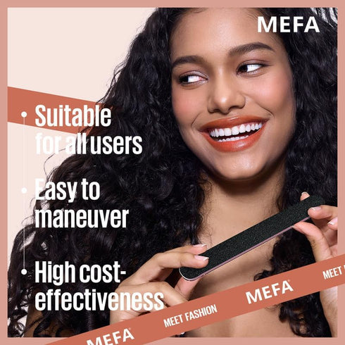 MEFA 10 Pack Nail File & Buffer, Professional Double Sided 100/180 Grit Reusable Nail Files, Black Manicure Pedicure