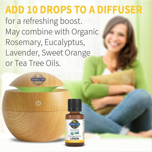 Garden of Life Essential Oil, Lemon, USDA Organic & Pure, Clean, Undiluted for Diffuser, Aromatherapy, 0.5 Fl Oz