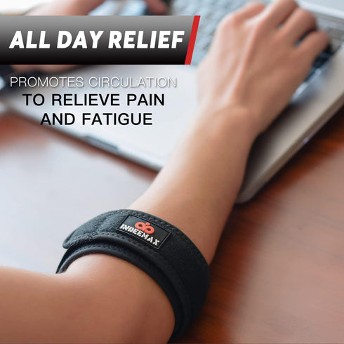INDEEMAX Tennis Elbow Brace for Men & Women, 2-Pack Adjustable Forearm Band with Compression Pad for Pain Relief